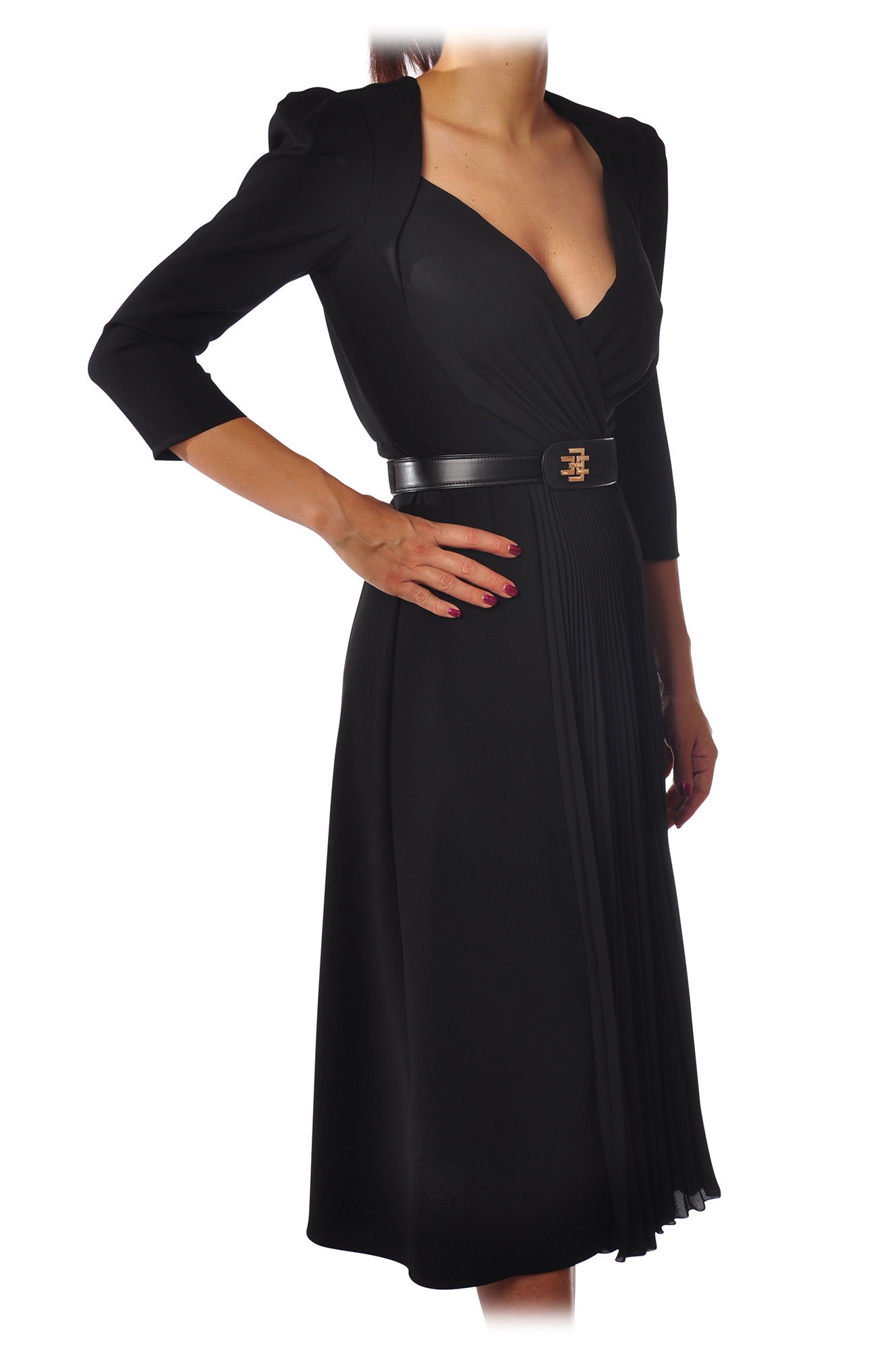 Oversized Belt Waistcoat Dress - Luxury Black