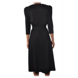 Elisabetta Franchi - Dress with Leather Belt - Black - Dress - Made in Italy - Luxury Exclusive Collection