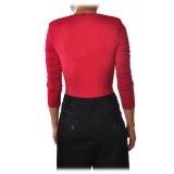 Elisabetta Franchi - Body Shirt with Deep Neckline - Red - Shirt - Made in Italy - Luxury Exclusive Collection