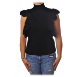 Elisabetta Franchi - Sleeveless Sweater with Scallop - Black - Pullover - Made in Italy - Luxury Exclusive Collection