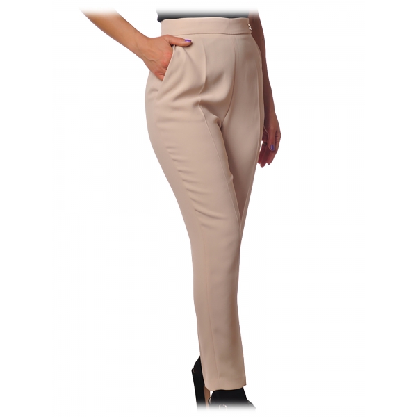 Elisabetta Franchi - Trousers with Tapered Leg - Vanilla - Trousers - Made in Italy - Luxury Exclusive Collection