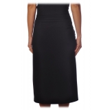 Elisabetta Franchi - Asymmetrical Sheath Skirt - Black - Skirt - Made in Italy - Luxury Exclusive Collection