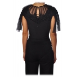 Elisabetta Franchi - Body with Upper Part in Lace - Black - Top - Made in Italy - Luxury Exclusive Collection