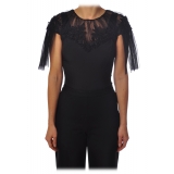 Elisabetta Franchi - Body with Upper Part in Lace - Black - Top - Made in Italy - Luxury Exclusive Collection