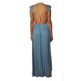 Elisabetta Franchi - Long Dress with Pearl Necklace - Sugar Paper - Dress - Made in Italy - Luxury Exclusive Collection