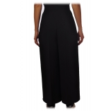 Elisabetta Franchi - Wide Leg Trousers with Logo - Black - Trousers - Made in Italy - Luxury Exclusive Collection