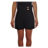 Elisabetta Franchi - Shorts with Band in Contrast - Black - Trousers - Made in Italy - Luxury Exclusive Collection
