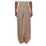 Elisabetta Franchi - Wide Leg Trousers - Vanilla - Trousers - Made in Italy - Luxury Exclusive Collection