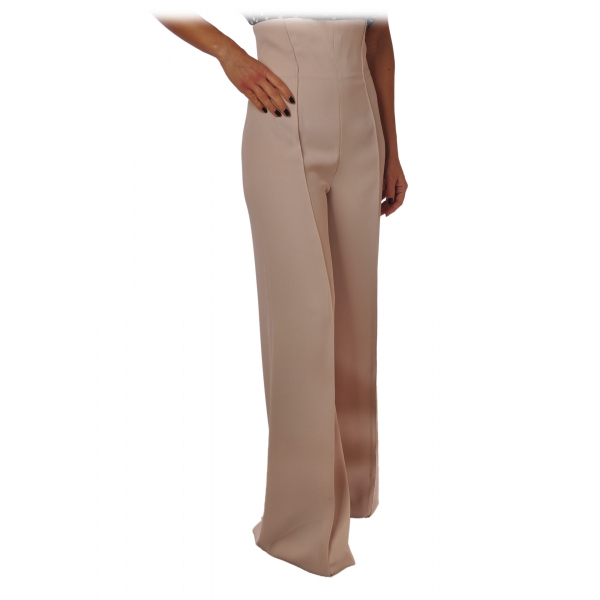 Elisabetta Franchi - Wide Leg Trousers - Vanilla - Trousers - Made in Italy - Luxury Exclusive Collection