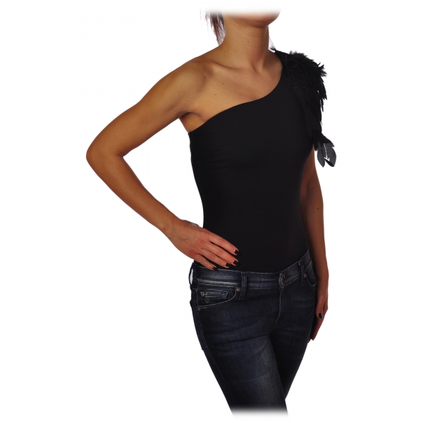Elisabetta Franchi - One-shoulder Body with Applications - Black - Top ...