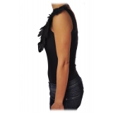 Elisabetta Franchi - One-shoulder Body with Applications - Black - Top - Made in Italy - Luxury Exclusive Collection