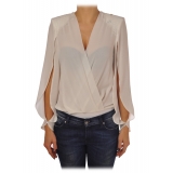 Elisabetta Franchi - Body Blusa Manica Lunga - Avorio - Top - Made in Italy - Luxury Exclusive Collection