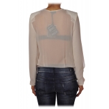 Elisabetta Franchi - Body Blouse With Long Sleeves - Ivory - Top - Made in Italy - Luxury Exclusive Collection