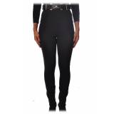 Elisabetta Franchi - Straight Leg Trousers with Belt - Black - Trousers - Made in Italy - Luxury Exclusive Collection