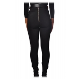 Elisabetta Franchi - Straight Leg Trousers with Belt - Black - Trousers - Made in Italy - Luxury Exclusive Collection