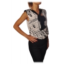 Elisabetta Franchi - Printed Shirt with Sash - Black - Shirt - Made in Italy - Luxury Exclusive Collection