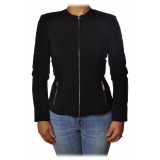 Elisabetta Franchi - Jacket without Collar with Zip - Black - Jacket - Made in Italy - Luxury Exclusive Collection