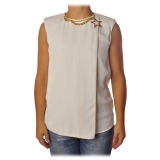 Elisabetta Franchi - Shirt with Star Necklace - Ivory - Top - Made in Italy - Luxury Exclusive Collection