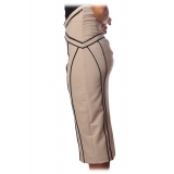 Elisabetta Franchi - Skirt with Contrasting Color Profiles - Vanilla - Skirt - Made in Italy - Luxury Exclusive Collection