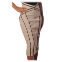 Elisabetta Franchi - Skirt with Contrasting Color Profiles - Vanilla - Skirt - Made in Italy - Luxury Exclusive Collection