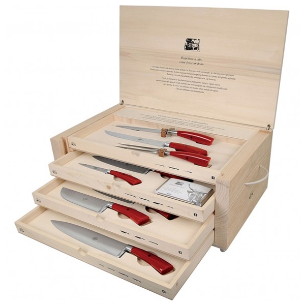 Il Trinciante Small Set of Knives with Cornotech Handle Coltellerie Berti