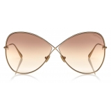 Tom Ford - Nickie Sunglasses - Occhiali da Sole a Farfalla - Oro Rosa Verde - FT0842 - Occhiali da Sole - Tom Ford Eyewear
