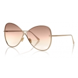 Tom Ford - Nickie Sunglasses - Occhiali da Sole a Farfalla - Oro Rosa Verde - FT0842 - Occhiali da Sole - Tom Ford Eyewear