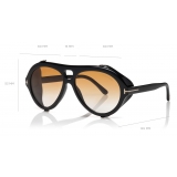 Tom Ford - Neughman Sunglasses - Occhiali da Sole Rotondi - Nero - FT0882 - Occhiali da Sole - Tom Ford Eyewear