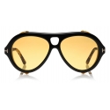 Tom Ford - Neughman Sunglasses - Occhiali da Sole Rotondi - Nero Lucido - FT0882 - Occhiali da Sole - Tom Ford Eyewear