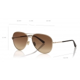 Tom Ford - Clark Sunglasses - Occhiali da Sole Pilota - Oro Rosa - FT0823 - Occhiali da Sole - Tom Ford Eyewear
