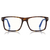 Tom Ford - Blue Block Magnetic Glasses - Occhiali da Vista Rettangolare - Havana - FT5682-B - Tom Ford Eyewear
