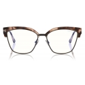 Tom Ford - Blue Block Magnetic Glasses - Occhiali da Vista Rettangolare - Havana Chiaro - FT5682-B - Tom Ford Eyewear