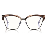 Tom Ford - Blue Block Magnetic Glasses - Rectangular Optical Glasses - Dark Havana - FT5682-B -Tom Ford Eyewear