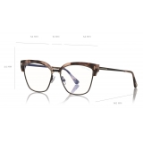Tom Ford - Blue Block Magnetic Glasses - Occhiali da Vista Rettangolare - Havana Scuro - FT5682-B - Tom Ford Eyewear