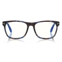 Tom Ford - Blue Block Square Glasses - Occhiali da Vista Quadrati - Havana Chiaro - FT5662-B - Tom Ford Eyewear