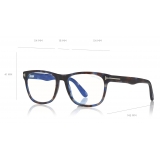 Tom Ford - Blue Block Square Glasses - Occhiali da Vista Quadrati - Havana Chiaro - FT5662-B - Tom Ford Eyewear