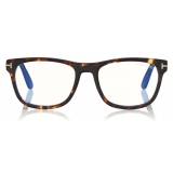 Tom Ford - Blue Block Square Opticals Glasses - Square Optical Glasses - Striped Black Havana - FT5662-B -Tom Ford Eyewear