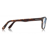 Tom Ford - Blue Block Square Opticals Glasses - Square Optical Glasses - Striped Black Havana - FT5662-B -Tom Ford Eyewear