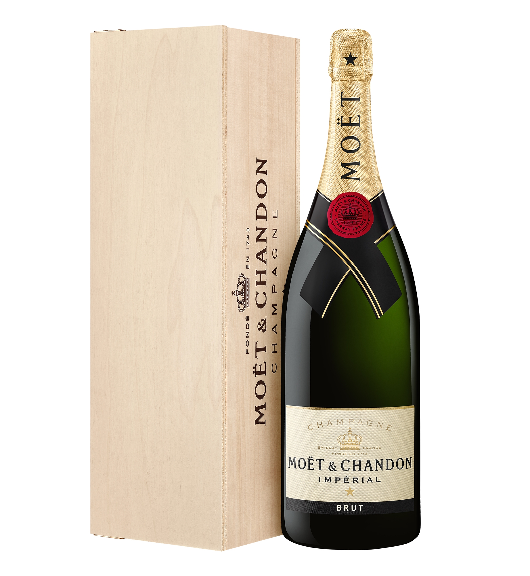 Moët & Chandon Champagne - Moët - Brut - Jéroboam - Wood Box - Noir - Luxury Limited Edition - 3 l - Avvenice