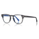 Tom Ford - Blue Block Soft Round Opticals Glasses - Occhiali da Vista Rotondi - Grigio - FT5660-B - Tom Ford Eyewear