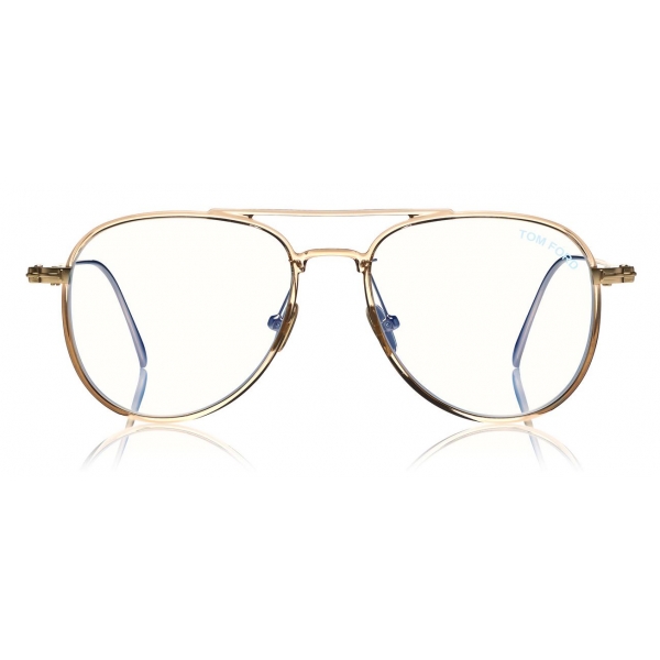 Tom Ford - Blue Block Pilot Opticals Glasses - Pilot Optical Glasses - Transparent Pink - FT5666-B -Tom Ford Eyewear