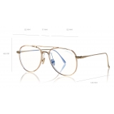 Tom Ford - Blue Block Pilot Opticals Glasses - Occhiali da Vista Pilota - Rosa Trasparente - FT5666-B- Tom Ford Eyewear