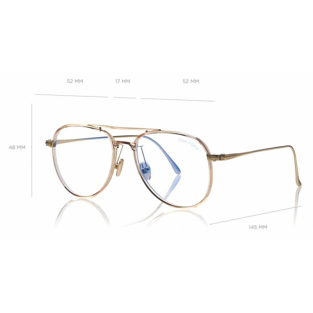 Tom Ford - Blue Block Pilot Opticals Glasses - Pilot Optical Glasses -  Transparent Pink - FT5666-B -Tom Ford Eyewear - Avvenice