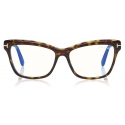 Tom Ford - Blue Block Soft Square Opticals Glasses - Square Optical Glasses - Dark Havana - FT5619-B -Tom Ford Eyewear