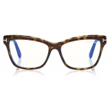 Tom Ford - Blue Block Soft Square Opticals Glasses - Square Optical Glasses - Dark Havana - FT5619-B -Tom Ford Eyewear