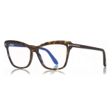 Tom Ford - Blue Block Soft Square Opticals Glasses - Square Optical Glasses - Dark Havana - FT5619-B -Tom Ford Eyewear