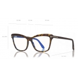 Tom Ford - Blue Block Soft Square Opticals Glasses - Occhiali da Vista Quadrati - Havana Scuro - FT5619-B -Tom Ford Eyewear