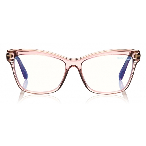 Tom Ford - Blue Block Soft Square - Occhiali da Vista Quadrati - Rosa Bianco Ghiaccio - FT5619-B -Tom Ford Eyewear