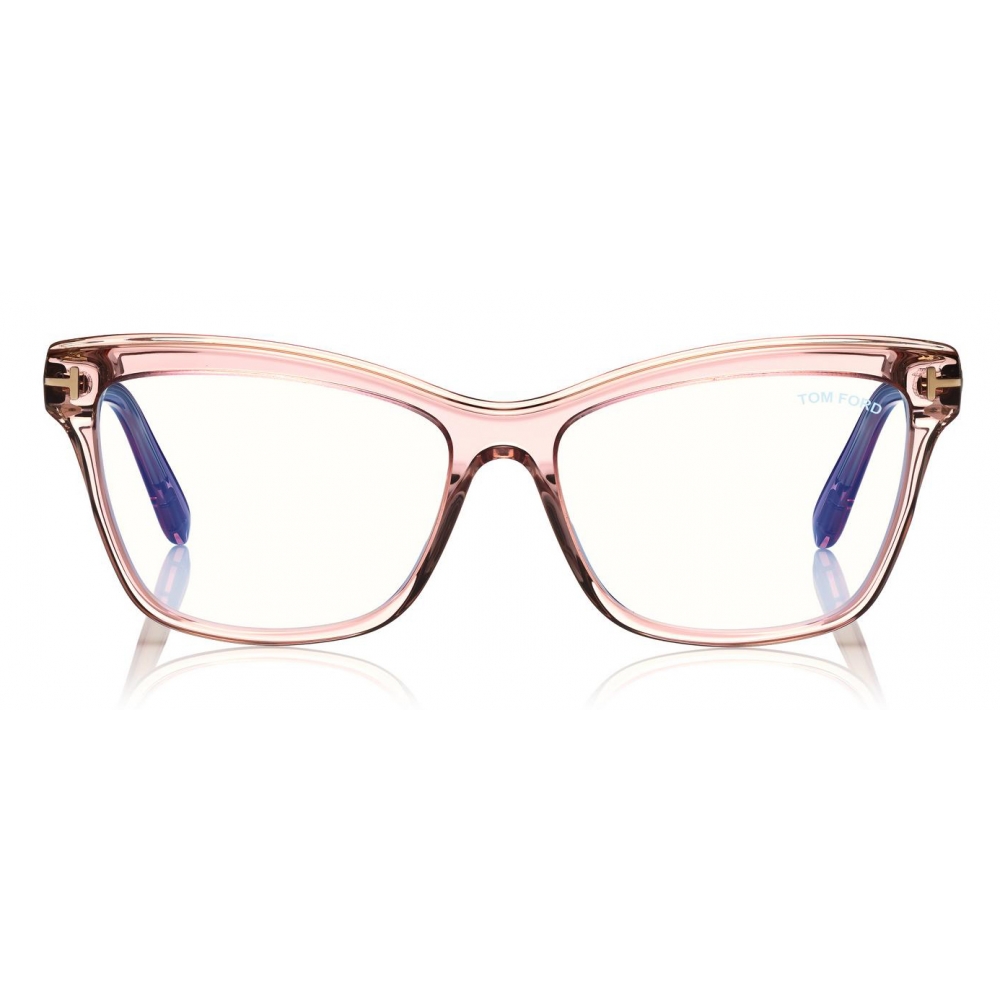 Tom Ford - Blue Block Soft- Square Optical Glasses - Pink Ice White -  FT5619-B - Tom Ford Eyewear - Avvenice