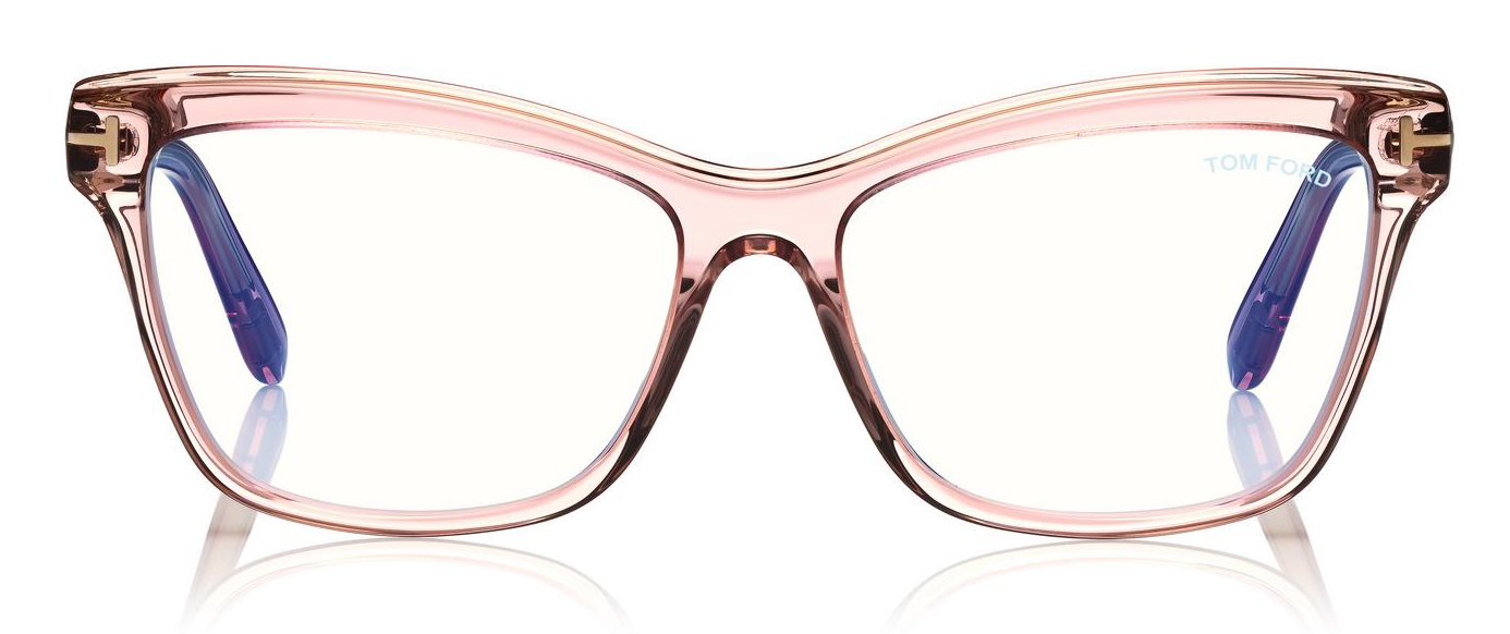 Tom Ford - Blue Block Soft- Square Optical Glasses - Pink Ice White -  FT5619-B - Tom Ford Eyewear - Avvenice